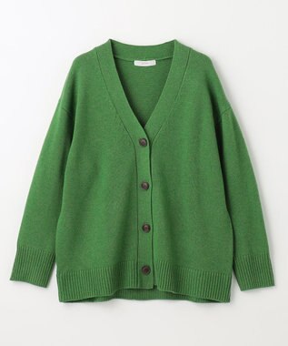 ANY 【洗濯機可】ラムウールVネック カーディガン ライトグリーン系