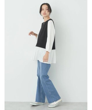 earth music&ecology プリーツドッキングプルオーバー Black