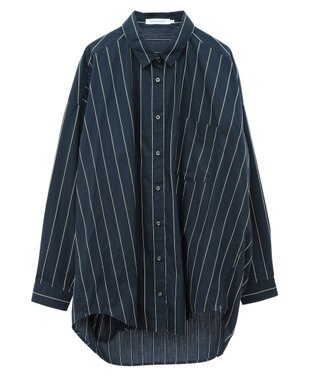 AMERICAN HOLIC ドビーストライプロングシャツ Navy