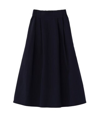 Green Parks 綿混やわらかタッチタックスカート Navy