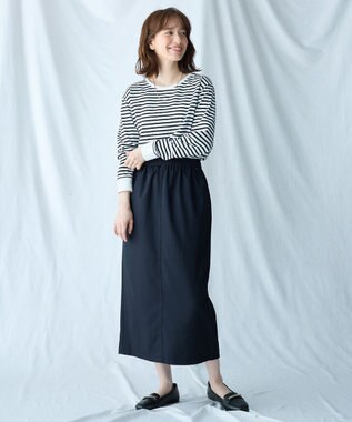 ANY リブポイントテールＴシャツ オフ×ブラック