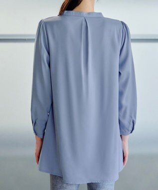 Tiaclasse L 【スマート裏起毛・洗える】フリルチュニック ブルー