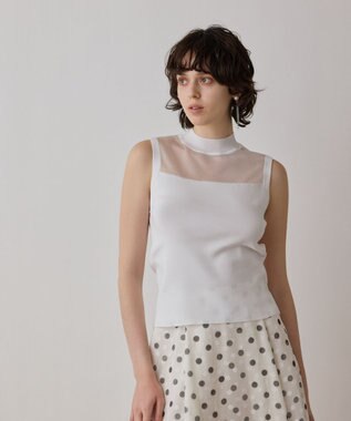 GRACE CONTINENTAL シアーグロスニットトップ ホワイト