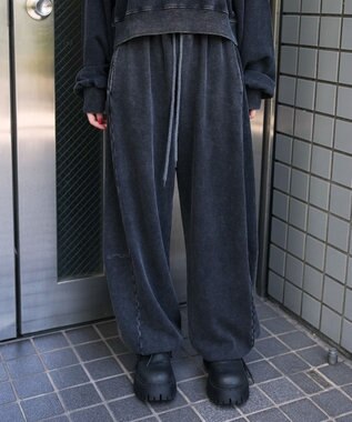 WEGO 【ウエストゴム】カーブデザインスウェットパンツ スミクロ