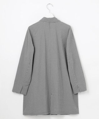 J.PRESS LADIES L 【洗える】Lightストレッチギンガム シングル トレンチコート ブラック×ライトグレーギンガム系
