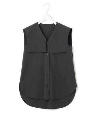 ICB 【洗える】ヴィンテージスパンブロード ビックカラーブラウス グレー系