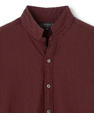 JOSEPH HOMME トライジャガードストレッチ　ウィングカラーシャツ ワイン系