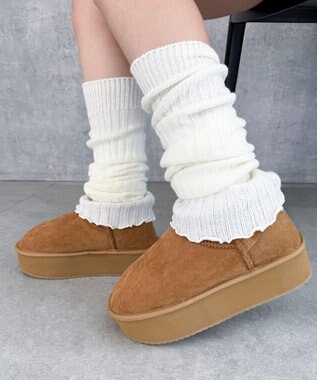 WEGO 【25年秋冬新作/あったかブーツ】厚底ムートンタッチブーツ キャメル