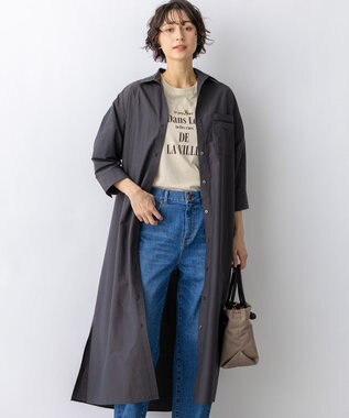 23区 【先行予約】ナイロンコットンタフタ シャツワンピース ダークブラウン系