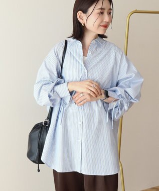 AMERICAN HOLIC 【イージーケア】バックギャザーリボンシャツ Sax