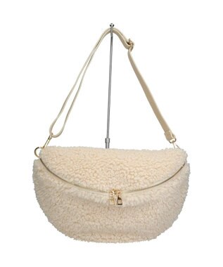 INTER-CHAUSSURES 【ANDREA CARDONE】レザーストラップボアショルダーバッグ アイボリー雑材