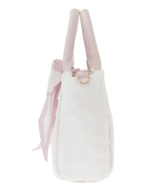 Maison de FLEUR スカーフ付きボア2WaySトートバッグ Pink Beige