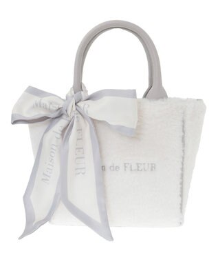 Maison de FLEUR スカーフ付きボア2WaySトートバッグ Light Blue