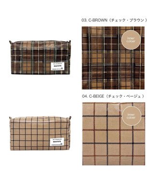 ROOTOTE 3609【ラミネート加工】WR.ポーチ.ラミネート-T 03：チェック・ブラウン