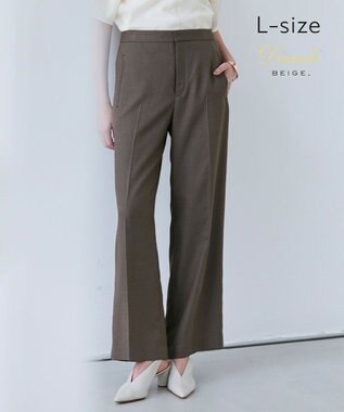 BEIGE， 【洗える・L-size】CAROLE / リネンライクフルレングスワイドパンツ