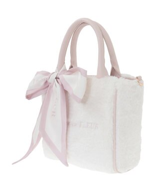 Maison de FLEUR スカーフ付きボア2WaySトートバッグ Pink Beige