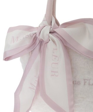 Maison de FLEUR スカーフ付きボア2WaySトートバッグ Pink Beige