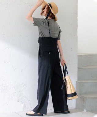 23区 【CLASSY.6月号掲載/洗える】リネンレーヨンストレッチ サロペット ブラック系