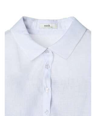 earth music&ecology ＳＥＴ２点シアークロップドシャツ×シャーリングタンク Blue