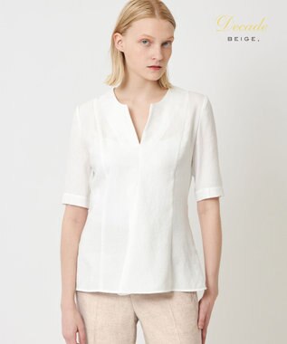 BEIGE， CAROLE / ペプラムブラウス White×Sand