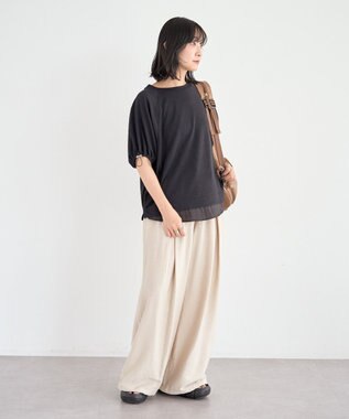 Green Parks 袖ドロストシアー裏毛ドッキングプルオーバー Black