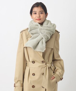 MOONBAT 【WEB限定ラッピング袋付】PAUL & JOE ACCESSOIRES フェイクファービッグリボンマフラー ライトグレー