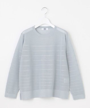 J.PRESS LADIES 【WEB限定・洗える】Vis/Peスパーク シアー ボーダー ニット サックス×サックス系