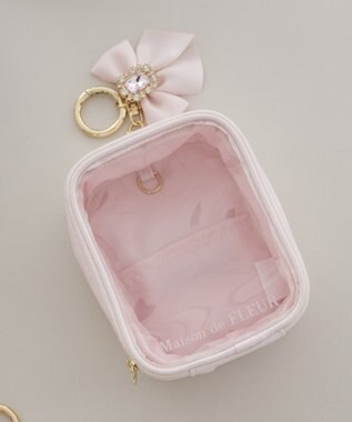 Maison de FLEUR ビジューリボンクリアポーチS Pink