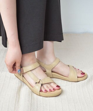 Pointer 天然皮革 本革ストラップサンダル ベージュ