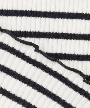 ANY KIDS 襟リボンカットソー ブラック×オフホワイト（ボーダー）