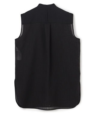 BEIGE， GOSHE / サテン切替 シアースタンドブラウス Black