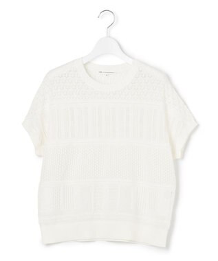 23区 【洗える】リネンコットンドライ 透かし編み ニット ホワイト系