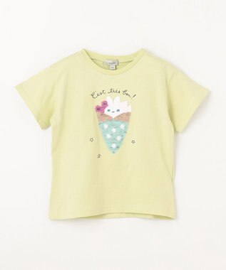 ANY KIDS ミラクルスパンコール 半袖 Tシャツ ライム×クレープ