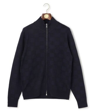 J.PRESS MEN 温かさと軽さの快適素材【ストレッチ / イージーケア】【FLEX YARN】リンクスフルジップ  ニットカーディガン ネイビー系