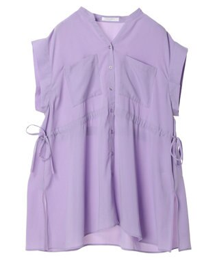 Green Parks ウエストドロストフレンチスリーブチュニック Purple