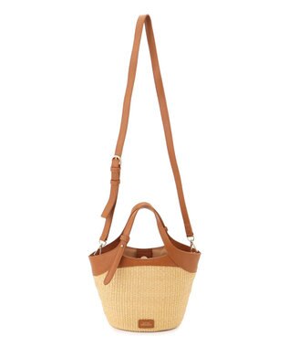 23区 雑材 ショルダーバッグ ナチュラル×ブラウン