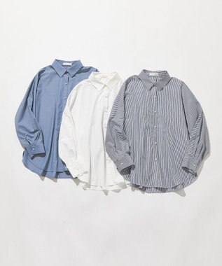 ANY SIS L 【UVケア】イージーケアドルマン シャツ ブルーストライプ