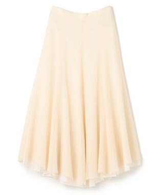 BEIGE， PINE / ウールレイヤードフレアスカート Ecru