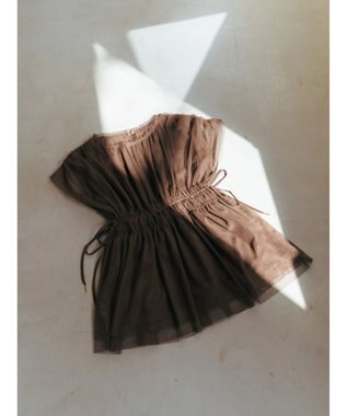 YECCA VECCA チュールギャザーブラウス Brown