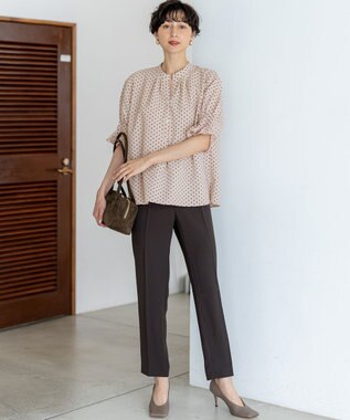 23区 S 【WEB&一部店舗限定/洗える】ドットプリント サッカー ブラウス ベージュ系