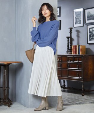 ANY 【洗える】カシミヤブレンドガーターニット ブルー