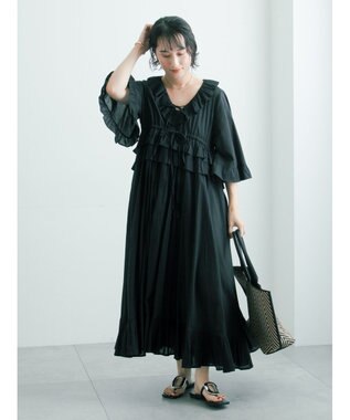 Te chichi コットンローンラッフルフリルドレス ブラック