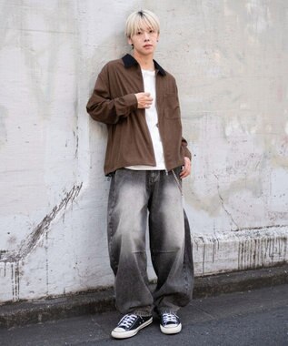 WEGO 【ユニセックス着用ITEM/MLサイズ展開】コーデュロイシャツジャケット ブラウン