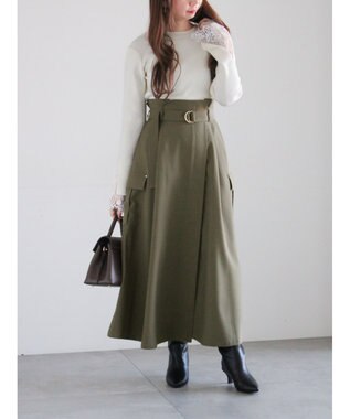 Te chichi カーゴフレアスカート カーキ