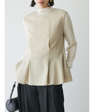 Green Parks AnriettMusee ノースリーブタックペプラムブラウス Beige