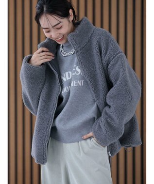 Green Parks スタンドカラーボアブルゾン Gray