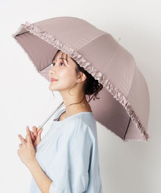  【晴雨兼用日傘】LANVIN en Bleu (ランバン オン ブルー) 長傘 ドビーフリル 遮光 遮熱 UV