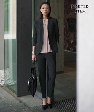 ICB 【新色追加・WEB限定】BackSatinAmunzen 5分袖キーネックブラウス ヘイズピンク