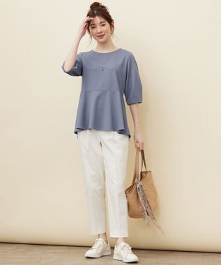 ANY SIS S 【接触冷感/UVカット】サカリバ ペプラム プルオーバー スモーキーブルー