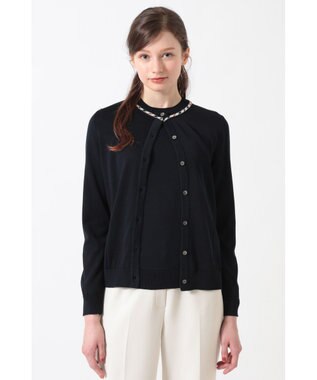 DAKS 綿ポリエステル ハウスチェックジャカード カーディガン